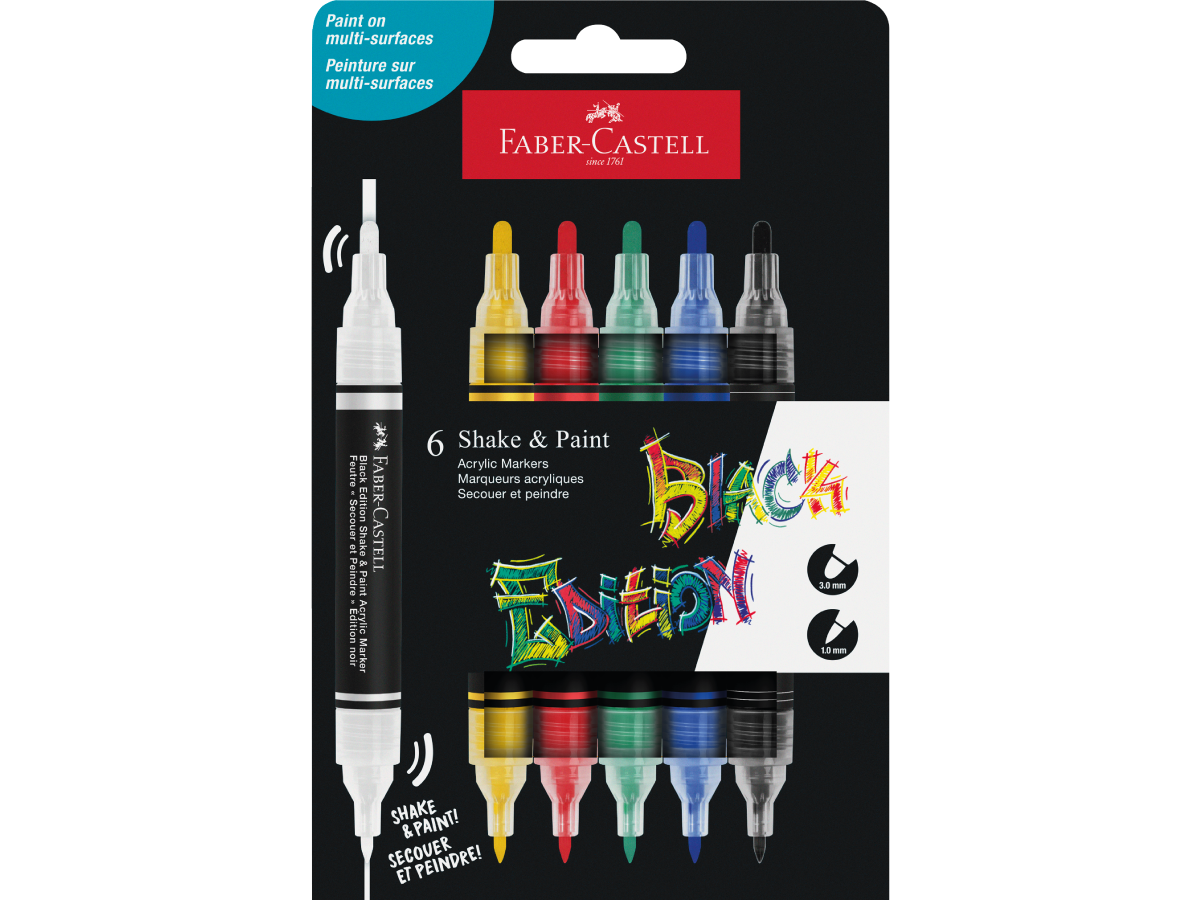 Acrylmarker Faber-Castell Black Edition Shake & Paint 6st.  standaard kleuren - Afbeelding 2