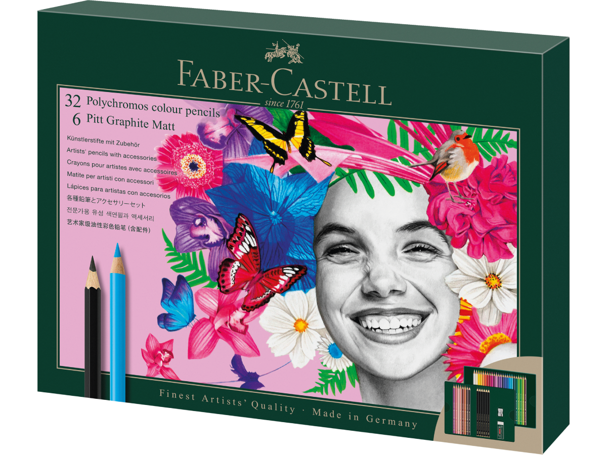 Faber-Castell Polychromos Kleurpotloden Set en Pitt Grafiet Mat 40-delig