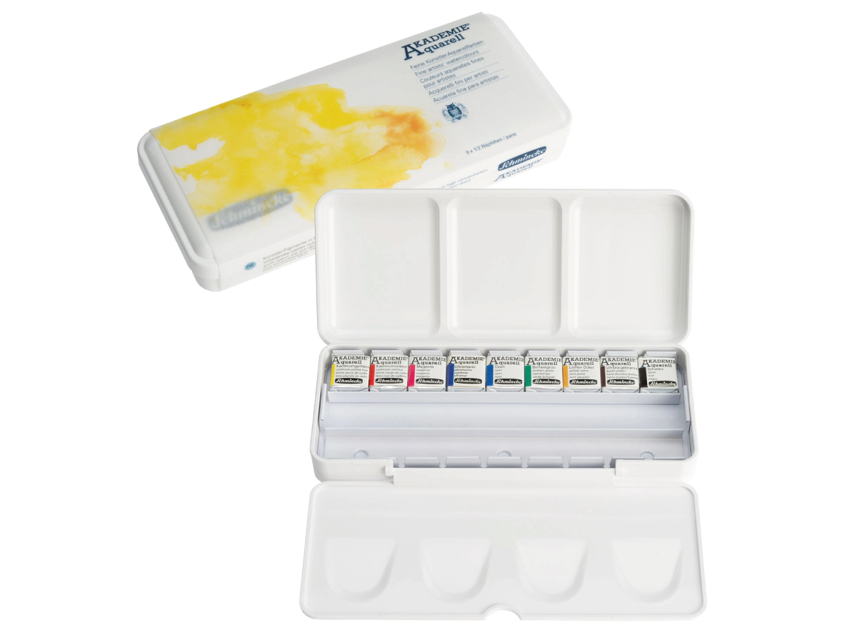 Schmincke Akademie Aquarelverf 9x Halve Napjes