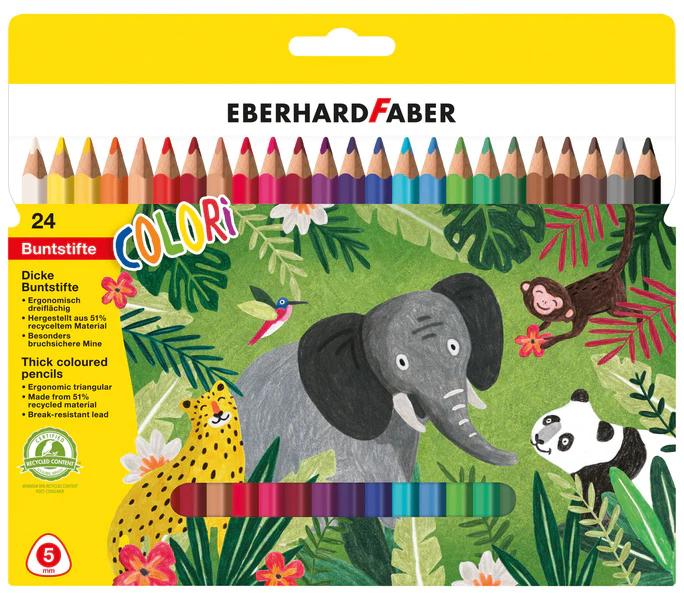 Eberhard Faber Kleurpotloden Jumbo 24St. Driekantig In Kartonnen Etui