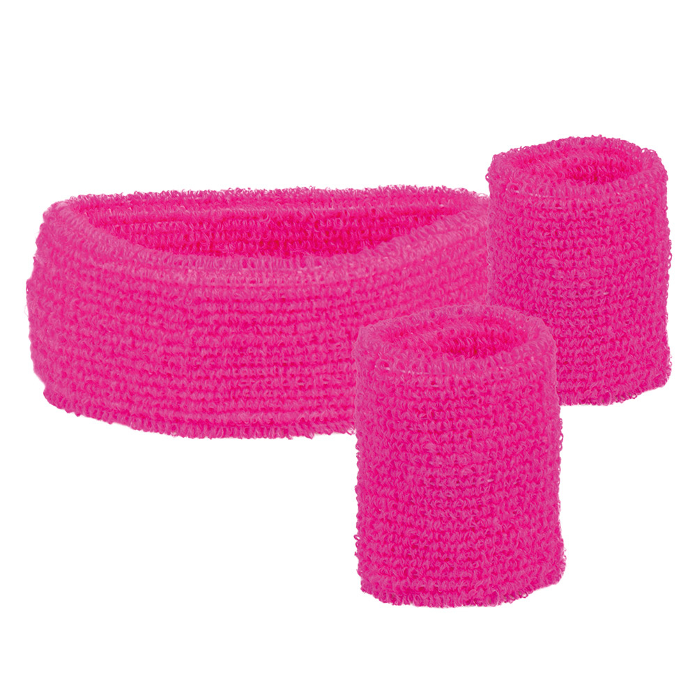 Set 3 Zweetbandjes neonroze - Afbeelding 2