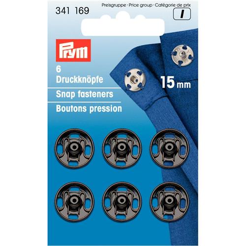 Prym Drukkers Zwart 15mm (krt)