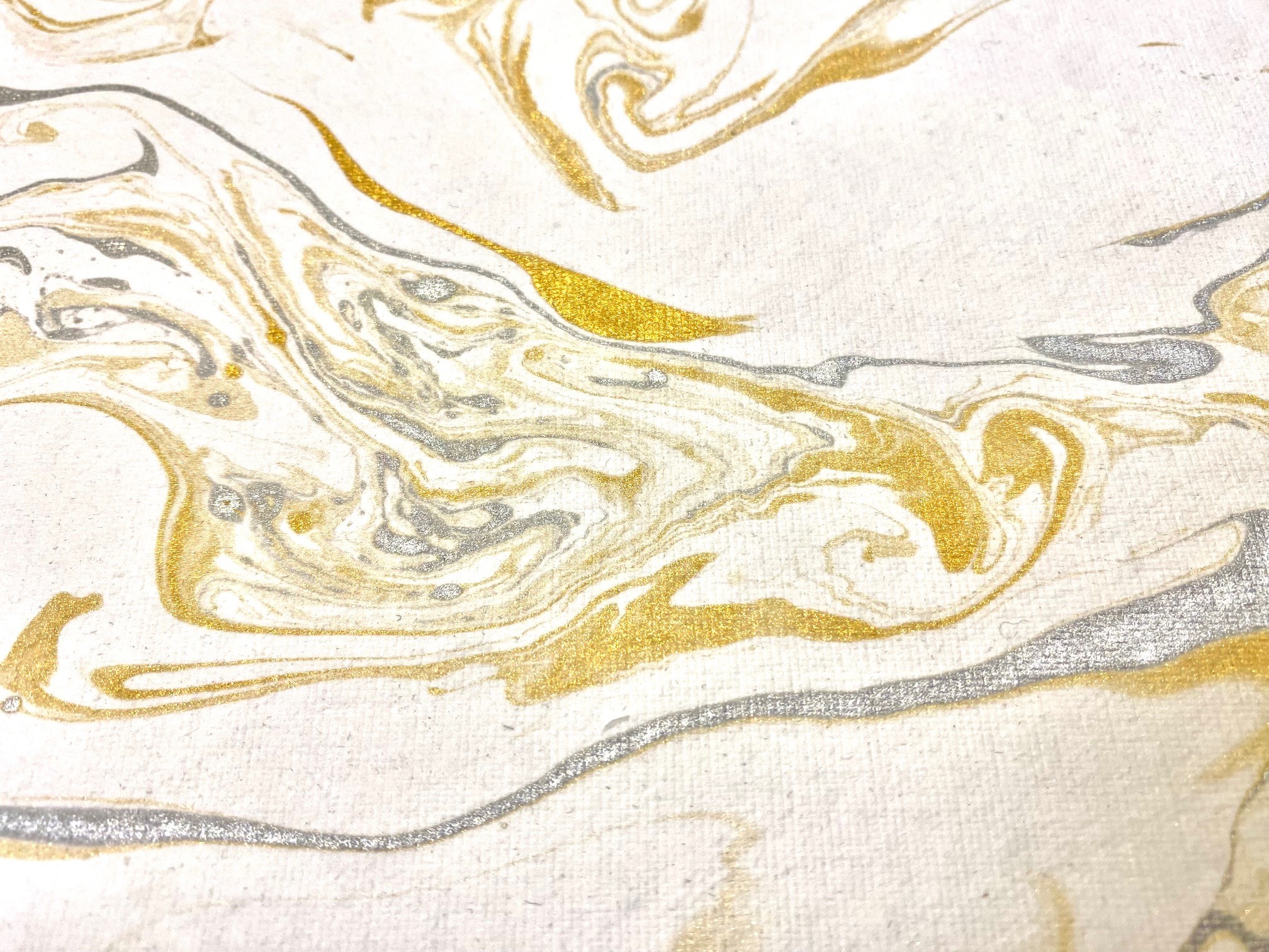 Marmer Papier 240gr. 50x70cm Wit/Zilver/Goud - Afbeelding 2