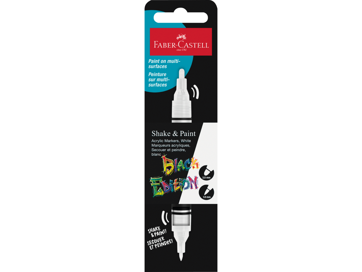 Acrylmarker Faber-Castell Black Edition Shake & Paint Wit - Afbeelding 2