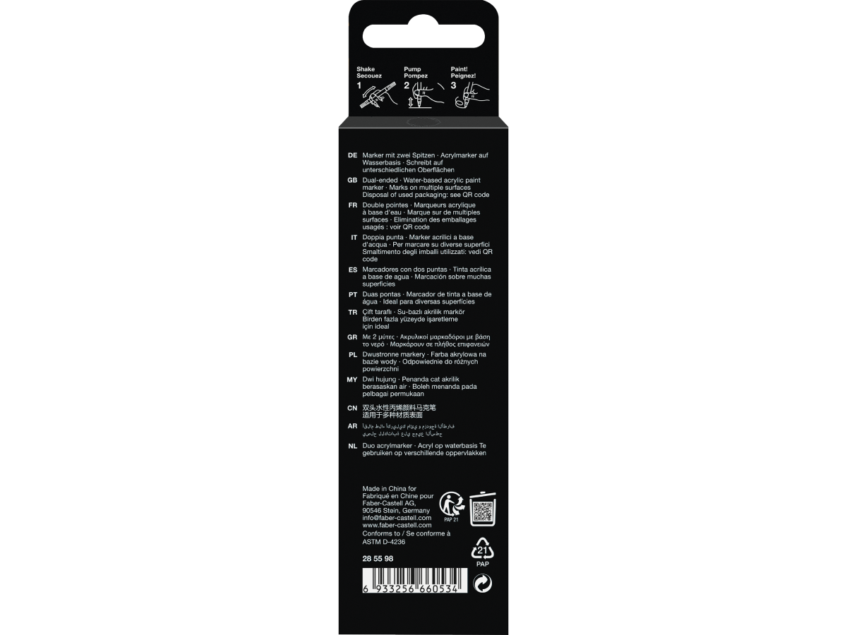 Acrylmarker Faber-Castell Black Edition Shake & Paint Zwart  - Afbeelding 3