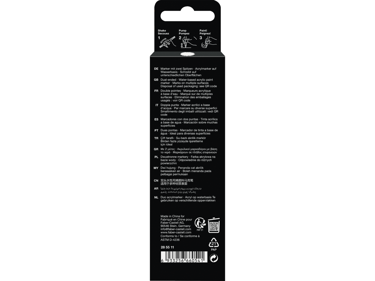 Acrylmarker Faber-Castell Black Edition Shake & Paint Wit - Afbeelding 3