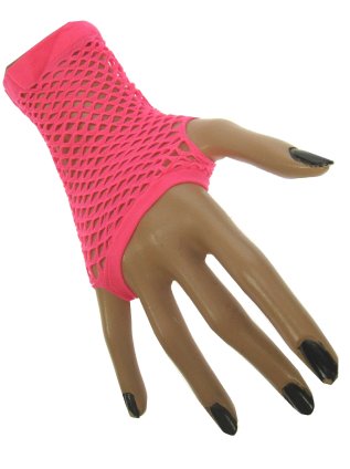 Nethandschoen kort vingerloos fluor pink