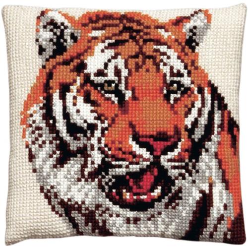 Pako 003.092 Voorbedrukt kruissteek kussenpakket Tijger 40x40cm