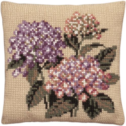 Pako 003.126 Voorbedrukt kruissteek kussenpakket Hortensia's 40x40cm