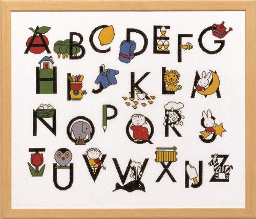 Pako 219.249 Borduurpakket telpatroon aïda Dick Bruna ABC 75 x 64 cm