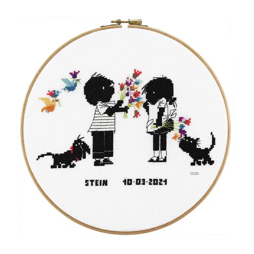 Borduurpakket telpatroon aïda Jip en Janneke 25 cm rond