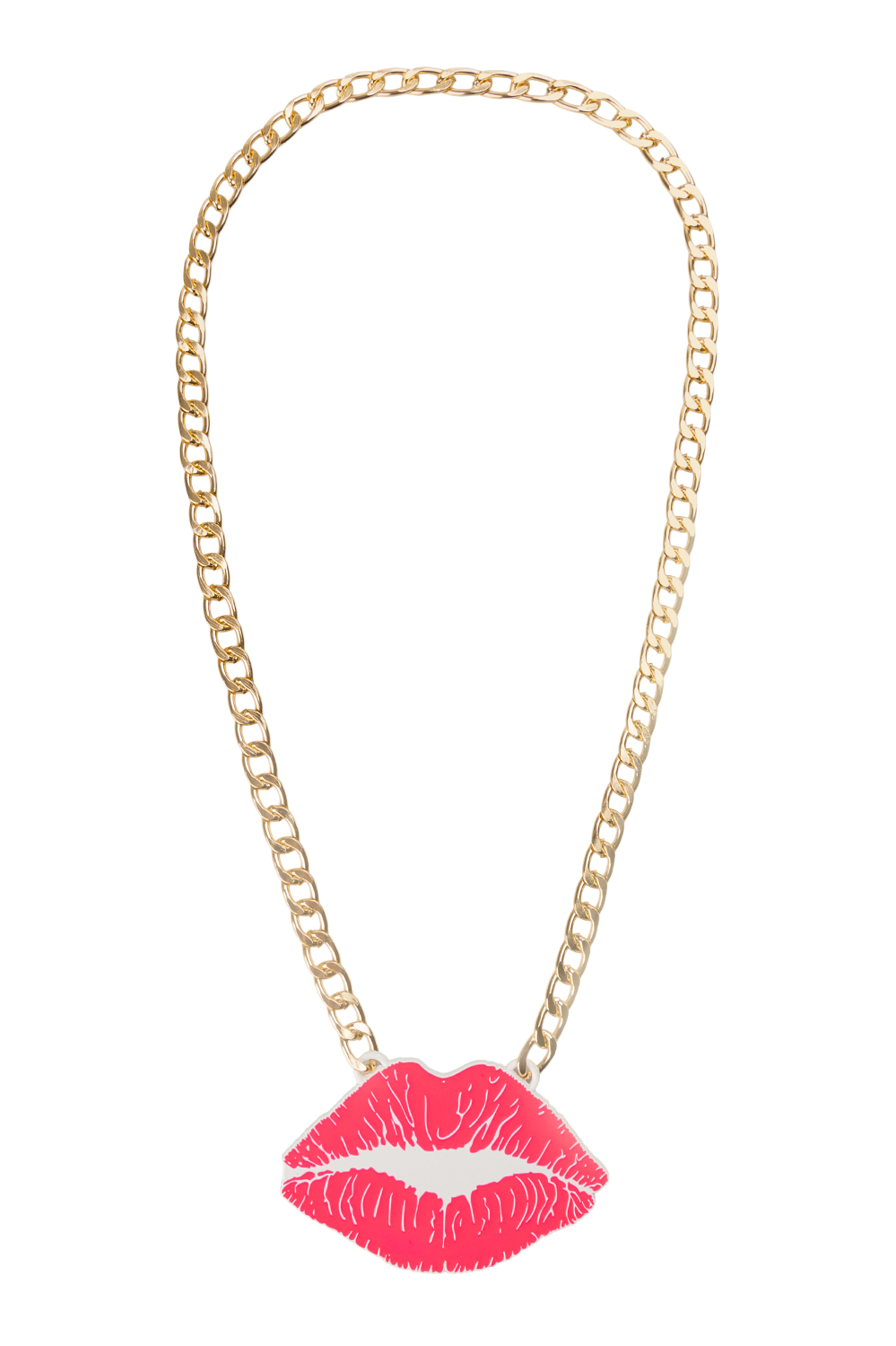 Gouden ketting met Roze lippen hanger