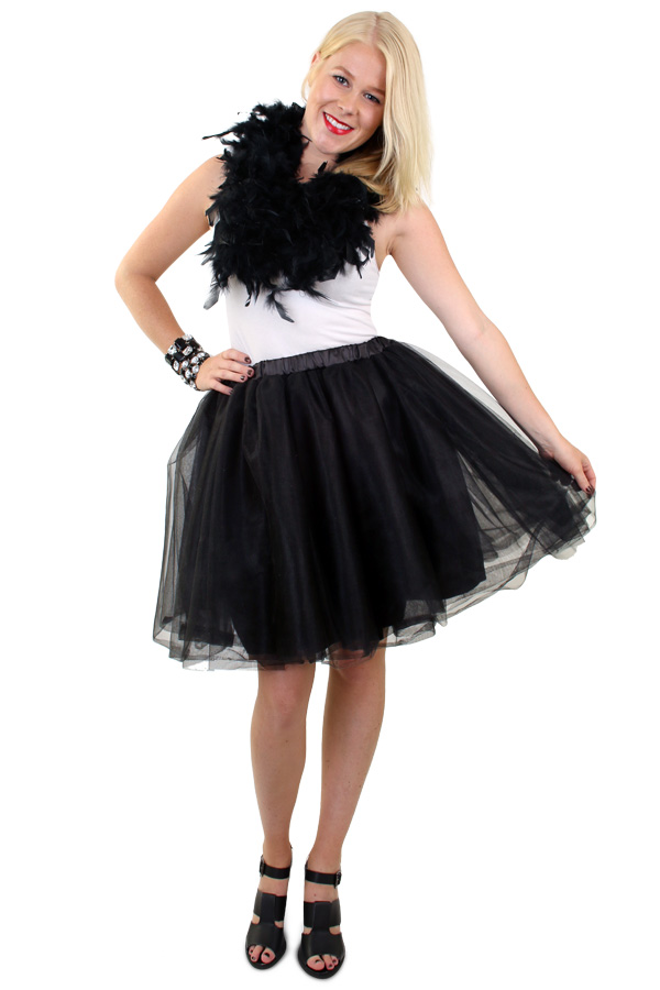 Tule rok deluxe TUTU zwart one size 