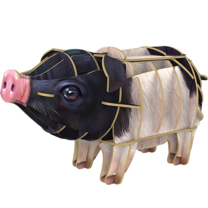 AB DIY MakeBug, 3D Modelbouwpakket, Voices of Nature, Varken/Pig, 11x5x6cm