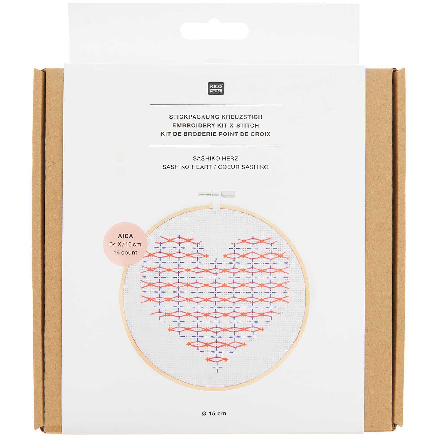 BORDUURPAKKET  SASHIKO HEART - Afbeelding 2