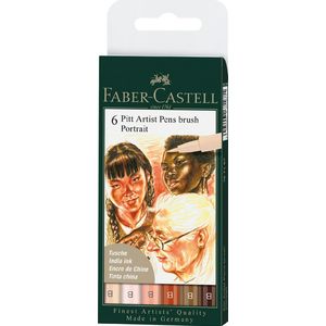 Tekenstift Faber-Castell Pen Brush "Portret" etui á 6 stuks