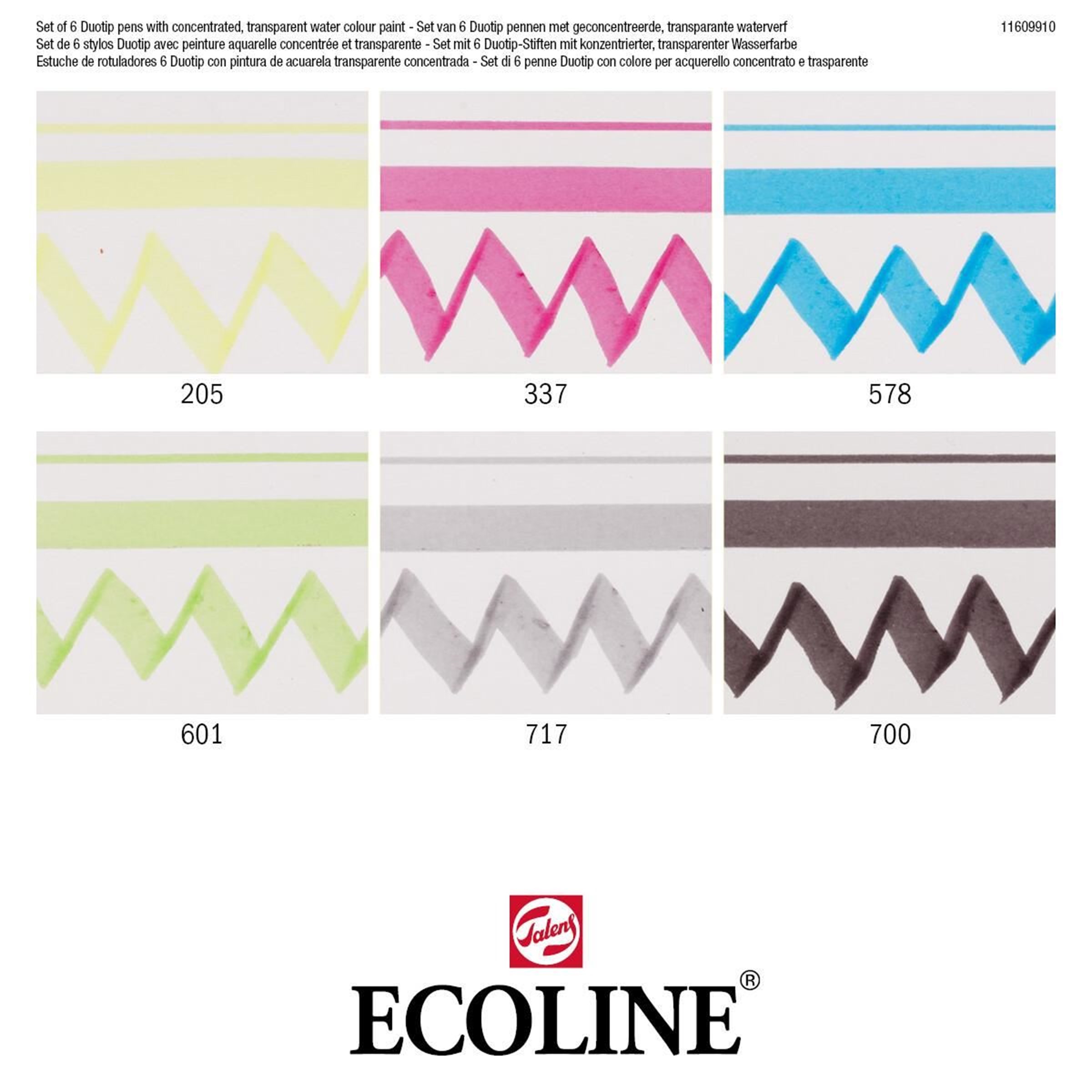 Duotip Ecoline markers basisset | 6 kleuren - Afbeelding 1