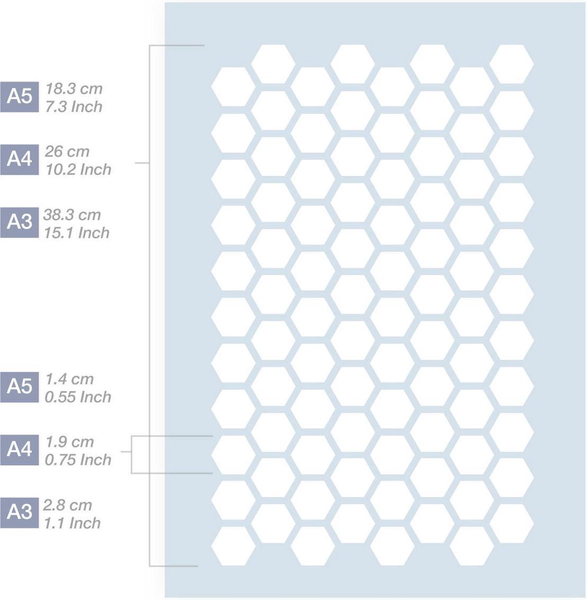 A4 Stencil Sjabloon Hexagons - Afbeelding 3