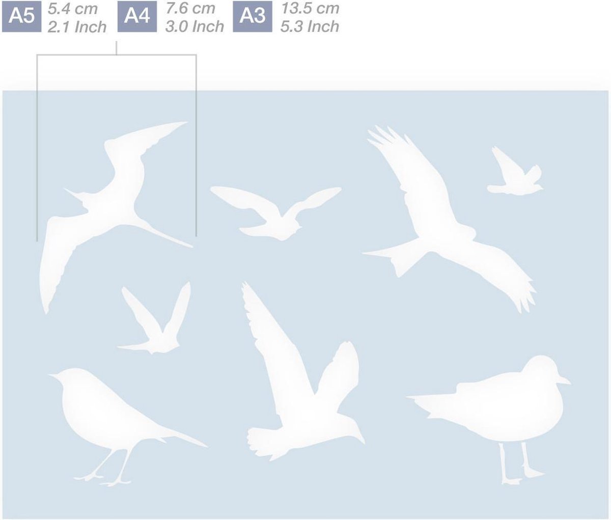 A4 Stencil Sjabloon Dieren 8 Vogels - Afbeelding 3