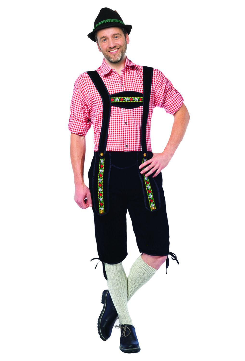 Lederhose Johann 3-kwart zwart