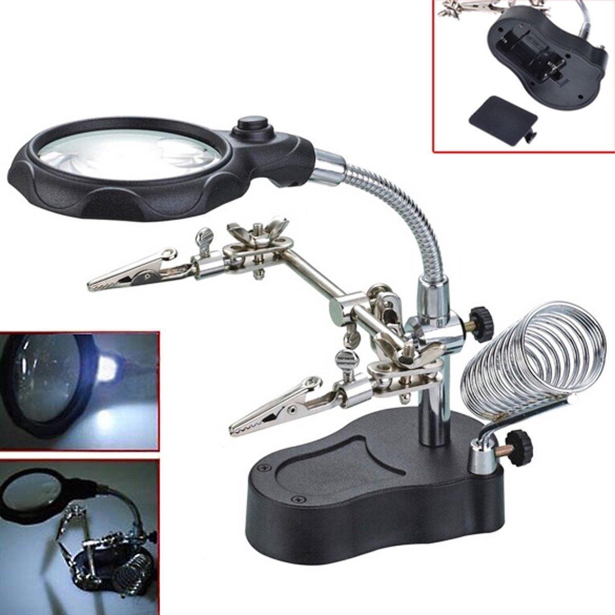 Helping hand met loep en led 