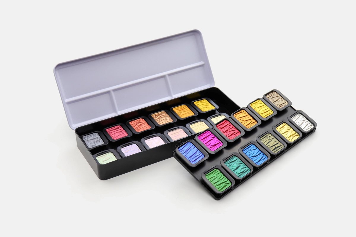 FINETEC® Parelmoer aquarelverf set Four Elements | 24 kleuren - Afbeelding 1
