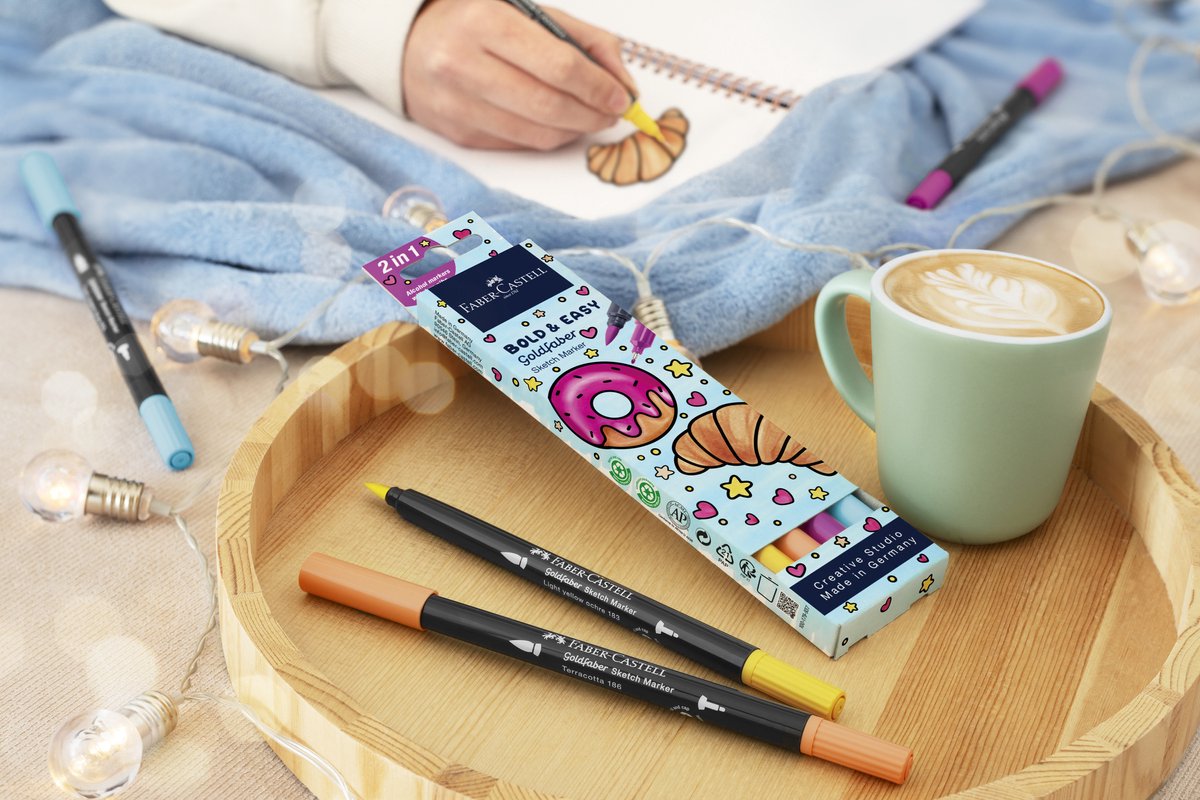 Sketchmarker Faber-Castell Goldfaber etui 4 stuks Bold Easy II World of Food - Afbeelding 1