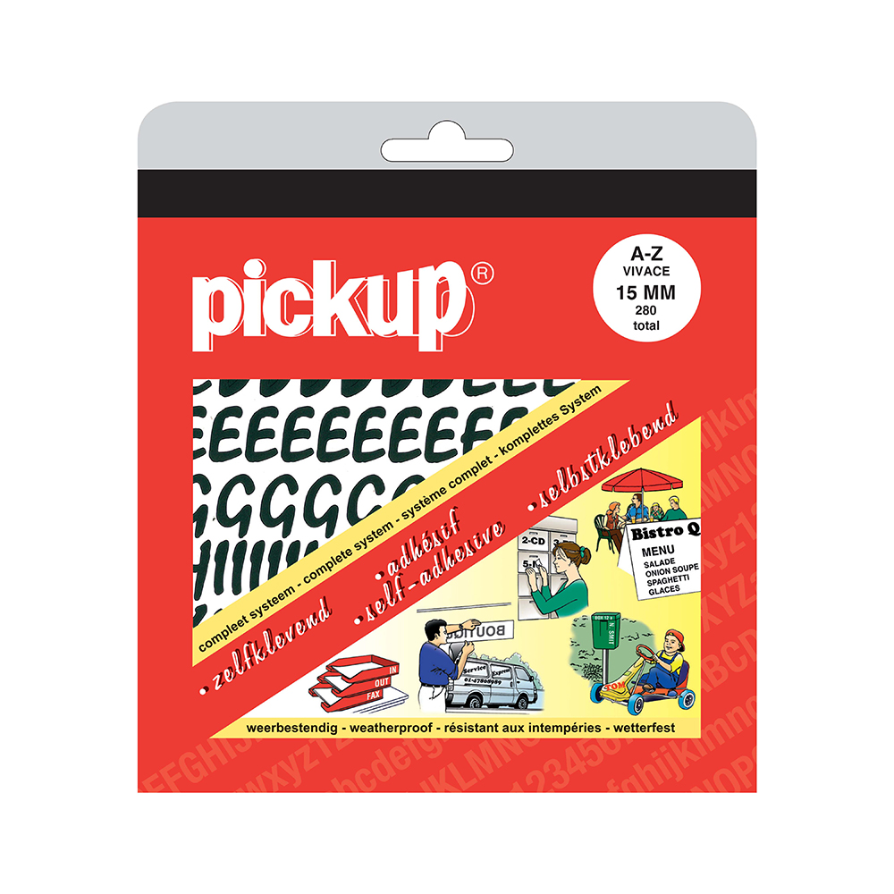 Pickup Set Vivace Alfabet Stickers 15mm - keuze uit 4 kleuren