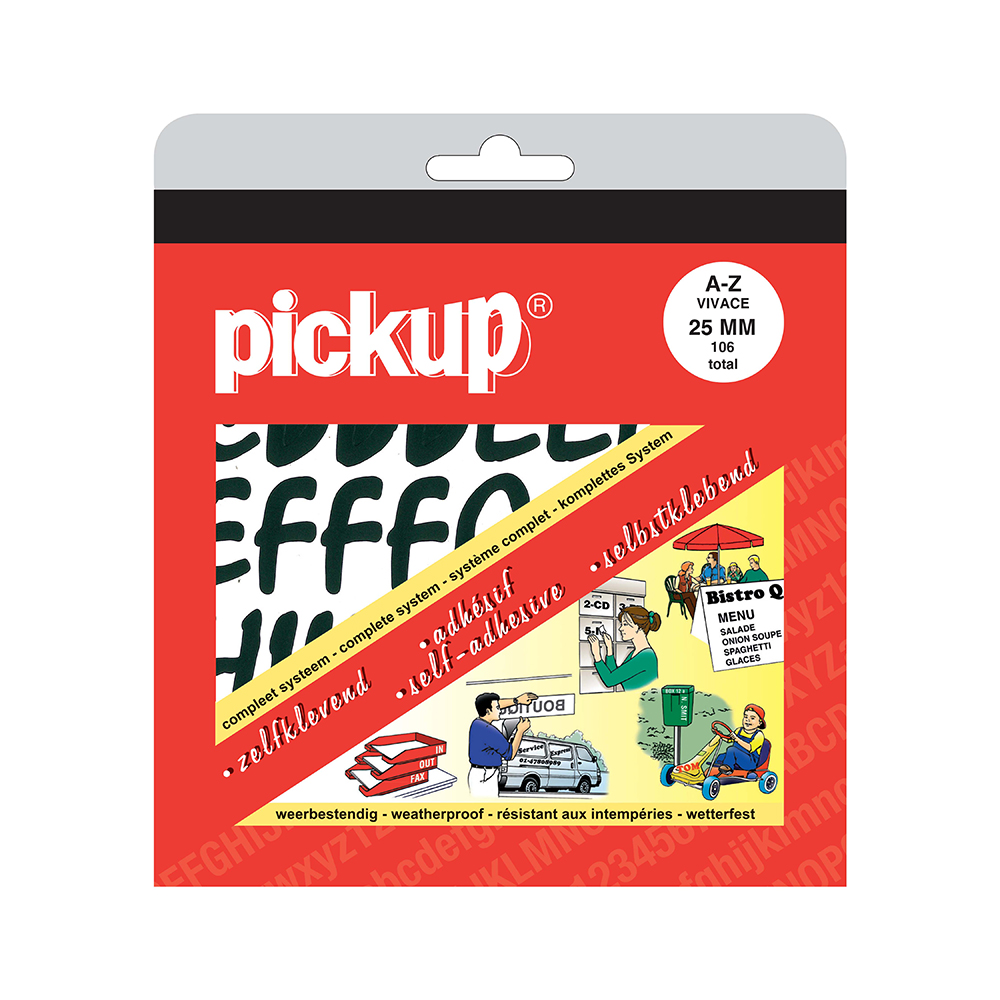 Pickup Set Vivace Alfabet Stickers 25mm - keuze uit 4 kleuren