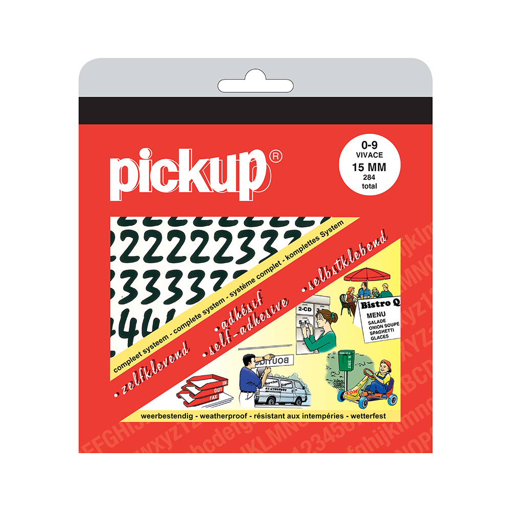 Pickup Set Vivace Cijfer Stickers 15mm - keuze uit 4 kleuren