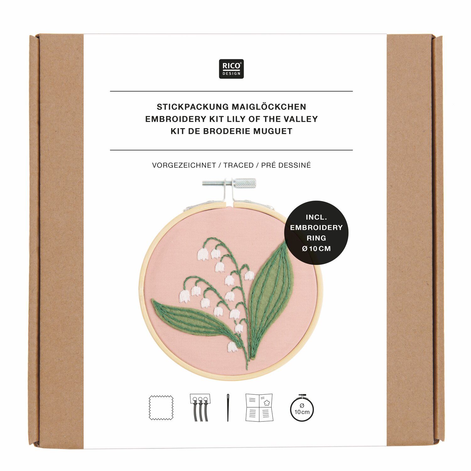 Borduurpakketje Vooraf getekend Lelietje-van-dalen 10cm - Afbeelding 2