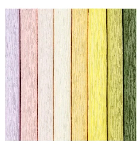 Crêpepapier, vel 25x60 cm, Crêpe-verhouding: 180%, 105 gr, pastelkleuren, 8 vel/ 1 doos - Afbeelding 2