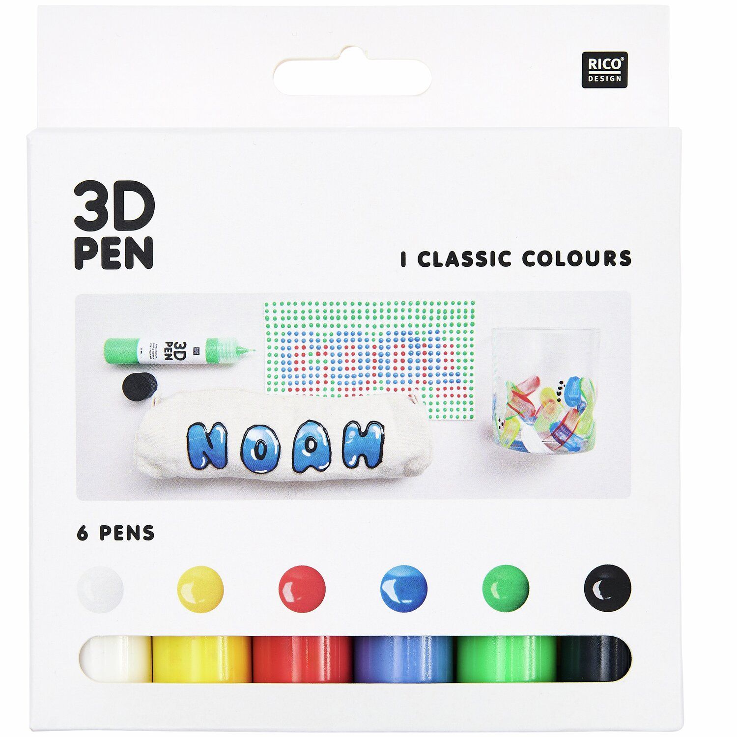 Rico 3D Pen Verf Klassieke Kleuren Set 6 stuks - Afbeelding 1