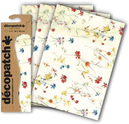 Décopatch Papier 3 Vellen Veldbloemen 30x40cm - Afbeelding 2