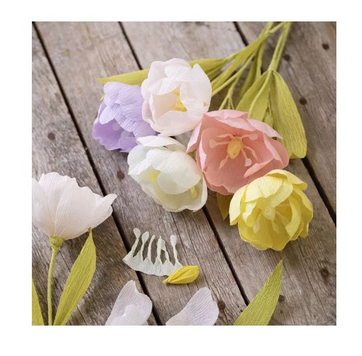 Crêpepapier, vel 25x60 cm, Crêpe-verhouding: 180%, 105 gr, pastelkleuren, 8 vel/ 1 doos - Afbeelding 3