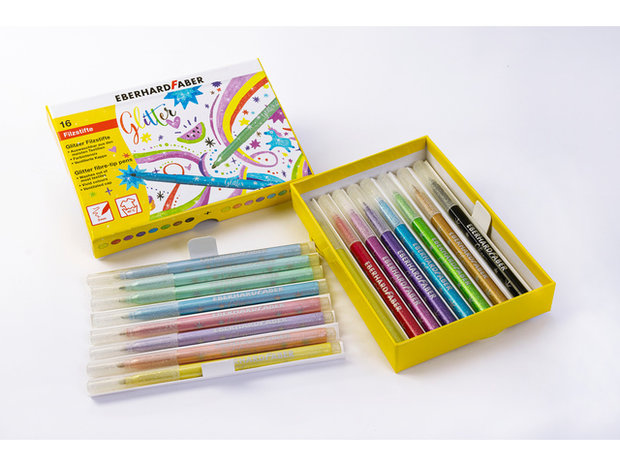 Viltstiften Eberhard Faber Glitter Assorti Doos Á 16 Kleuren
