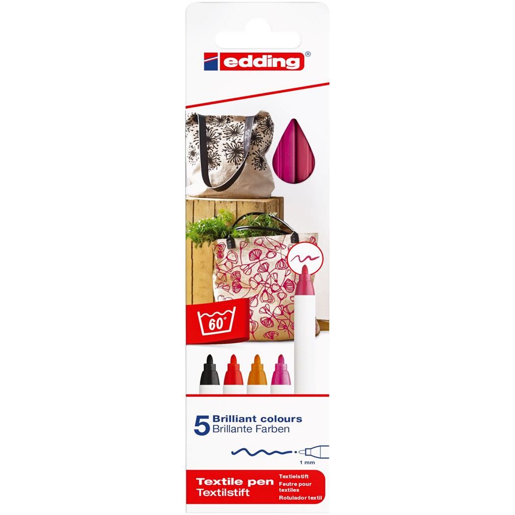 Edding 4600 Textielmarker Warme Kleuren 5st.