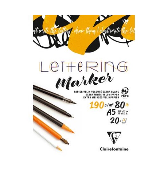 Clairefontaine Lettering Marker Papier A5 190gr. 20Vel.