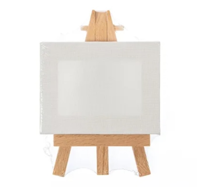 Mini ezel Kangaro met schildersdoek vav 6 x 8 cm in display - Afbeelding 1