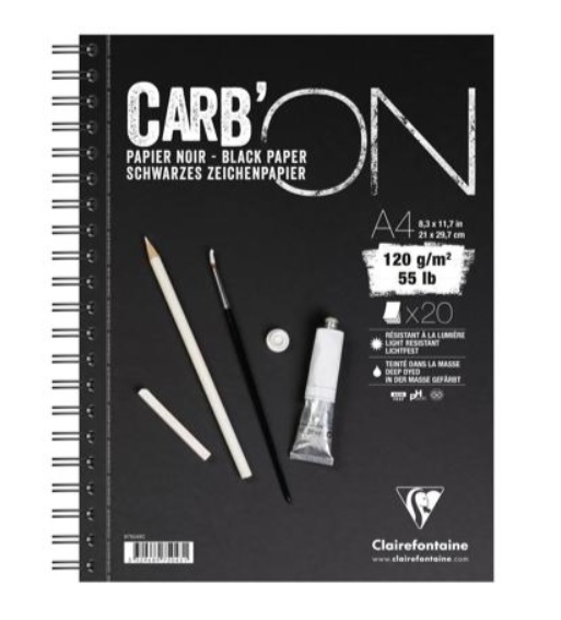 Clairefontaine CARB'ON Spiraalrug Zwart Mixed Media Papier 120G A4