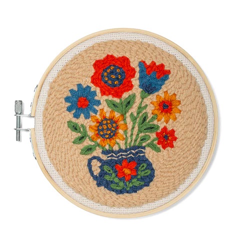 Kikkerland Punch Needle Kit/Set Bloemen Boeket Diameter: 15cm