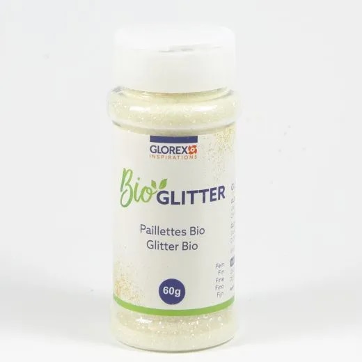 Glorex Inspirations bio glitter fijn wit – 60 g (pailletjes / glitter bio)