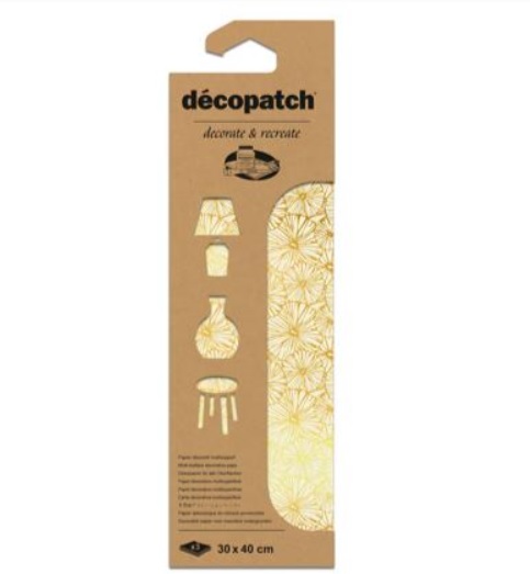 Décopatch Papier 3 Vellen Blauwe Creme/Goud 30x40cm