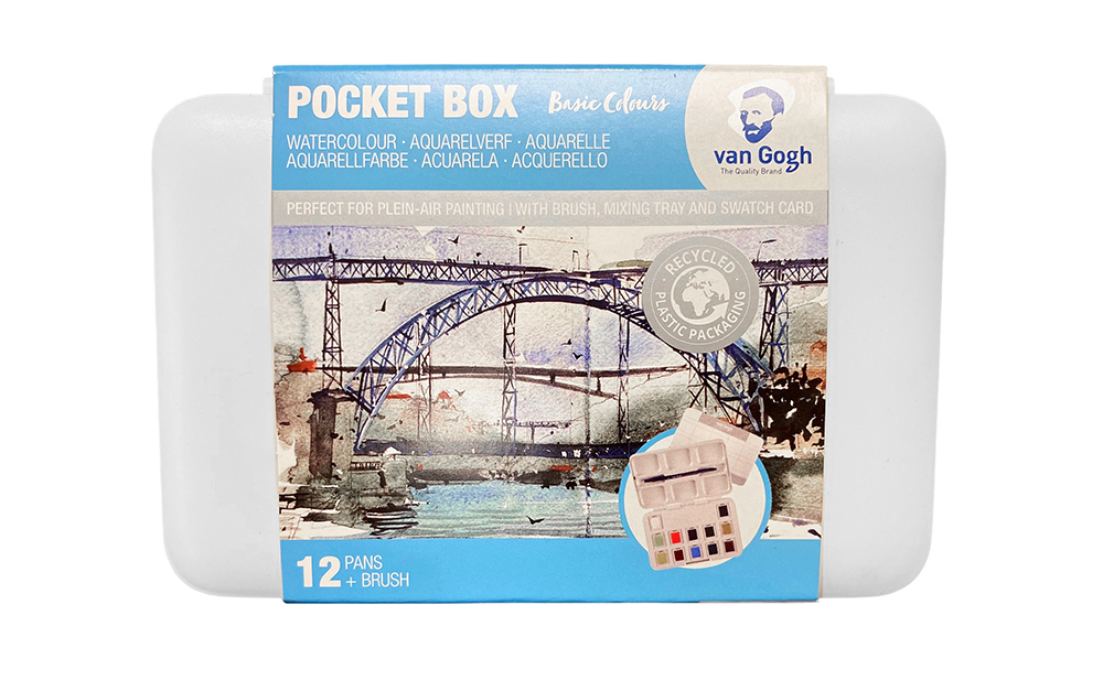 Van Gogh Aquarelverf pocket box Basic Colours met 12 kleuren in halve Napjes - Afbeelding 2