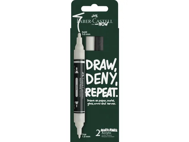 Acrylmarker Faber-Castell Multimark 2 stuks zwart/wit kartonetui