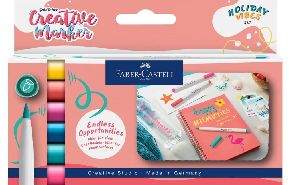Marker creatief Faber-Castell Goldfaber brushpunt B set a 6 stuks Holiday Vibes