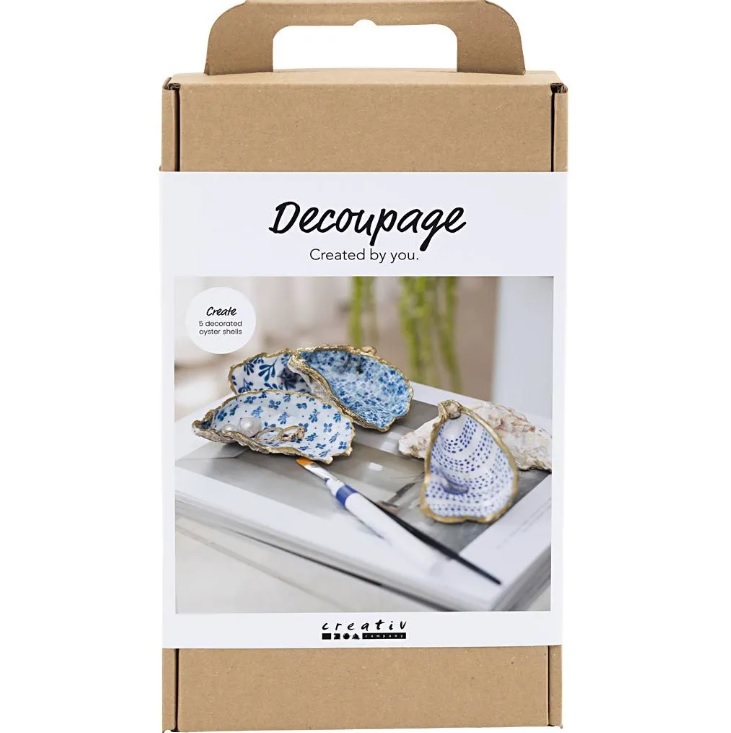 Hobbyset Decoupage, Oesterschelpen, blauw, 1 doos