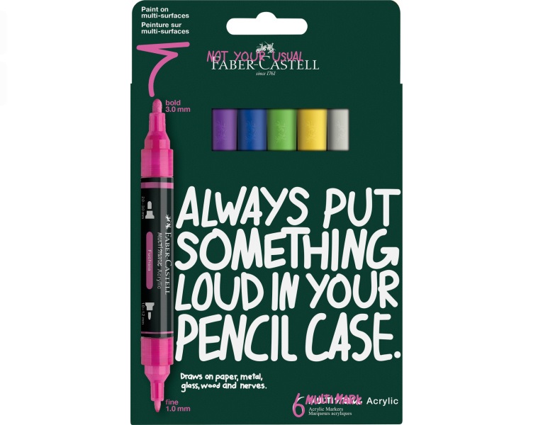 Acrylmarker Faber-Castell Multimark 6 stuks Vibrant kartonetui
