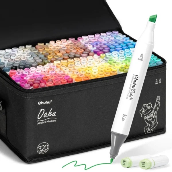 Ohuhu Oahu 320 kleuren Alcohol Art Markers Fijn & Beitelpunt