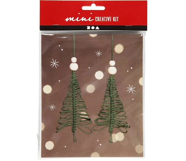 Creative mini kit, macramé kerstboom, H: 11 cm, 1 doos